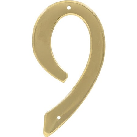 4 in. Gold Brass Nail-On Number 9 1 pc,PK3